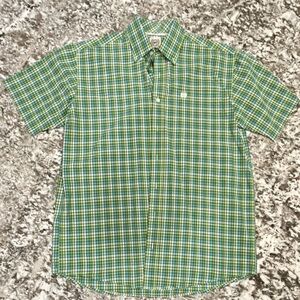 Cinch Men’s Green Plaid Short-Sleeve Button-Up Shirt- S
